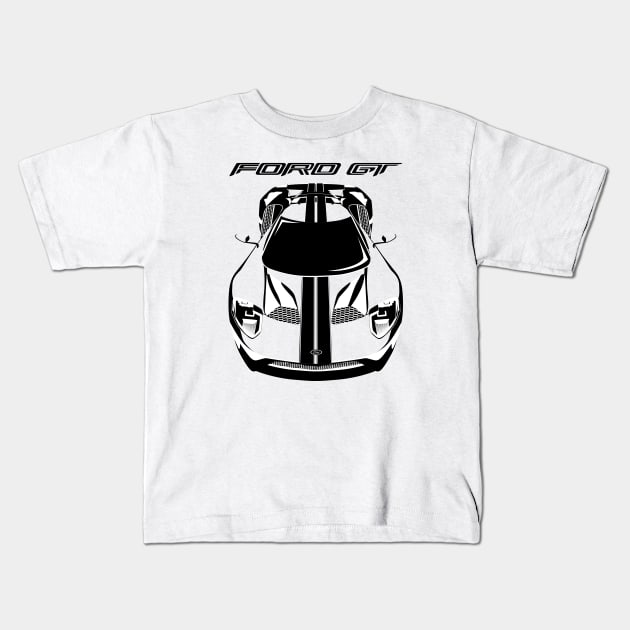 Ford GT 2017-2020 - Black Stripes Kids T-Shirt by V8social